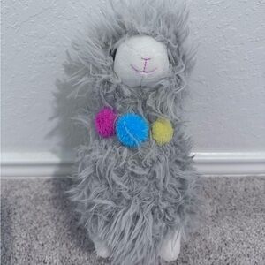 Fluffy Gray Llama Plush Toy